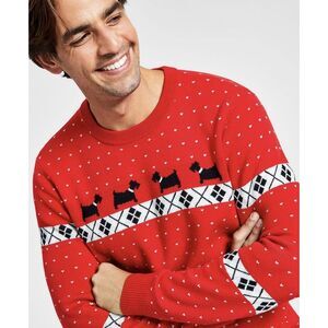 Charter Club‎ Sweater Men's Size Small Scottie Dog Holiday